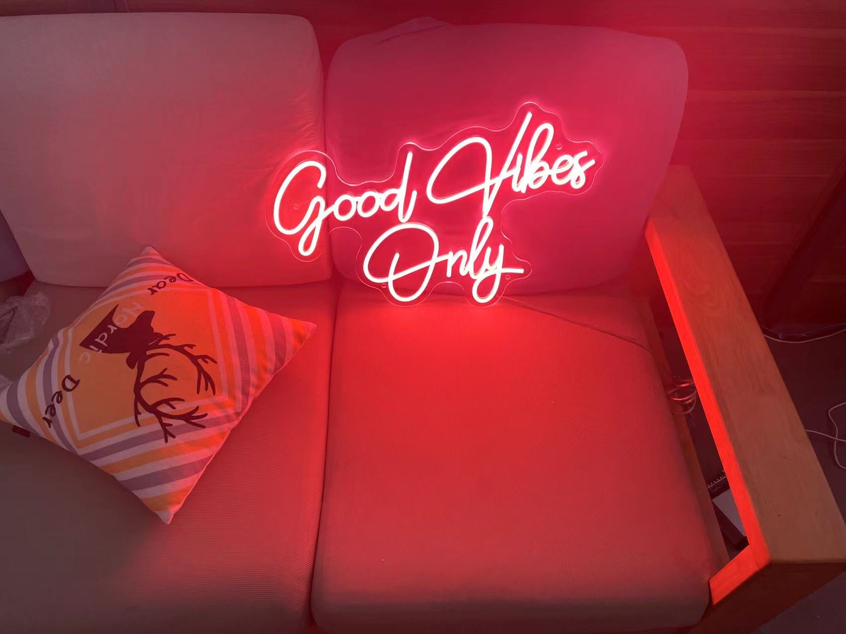 Good vibes store only neon light